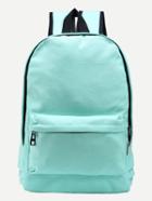 Shein Mint Green Zip Closure Canvas Backpack