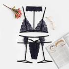 Shein Scalloped Trim Lace Garter Lingerie Set With Choker
