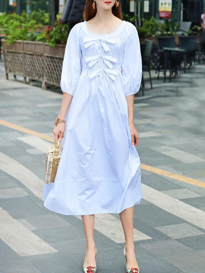 Shein Bowknot Elastic A-line Dress