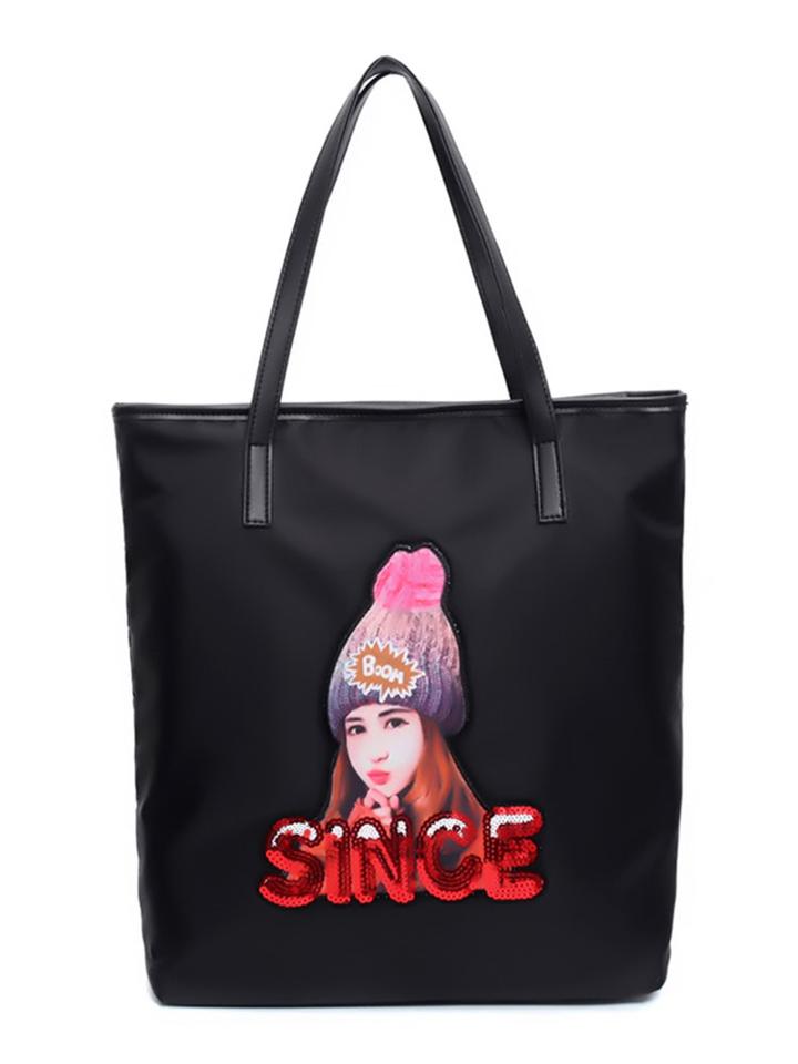 Shein Girl Patched Sequin Tote Bag