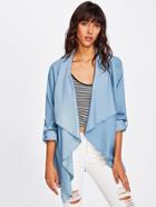 Shein Rolled Sleeve Open Front Draped Coat