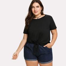 Shein Plus Knot Hem Tee