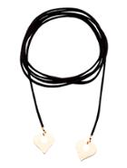 Shein Black Cord Gold Heart Pendant Wrap Choker Necklace