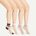 Shein Striped Cuff Sheer Ankle Socks 4pairs