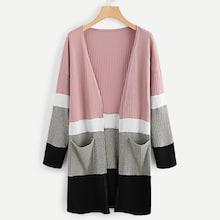 Shein Cut And Sew Pocket Ribbed Knit Coat