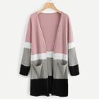 Shein Cut And Sew Pocket Ribbed Knit Coat