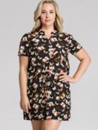 Shein Notch Neck Pastel Floral Print Plus Size Dress