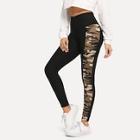 Shein Color Block Camo Print Leggings