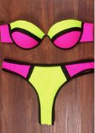 Rosewe Yellow And Pink Padded Strapless Bikini