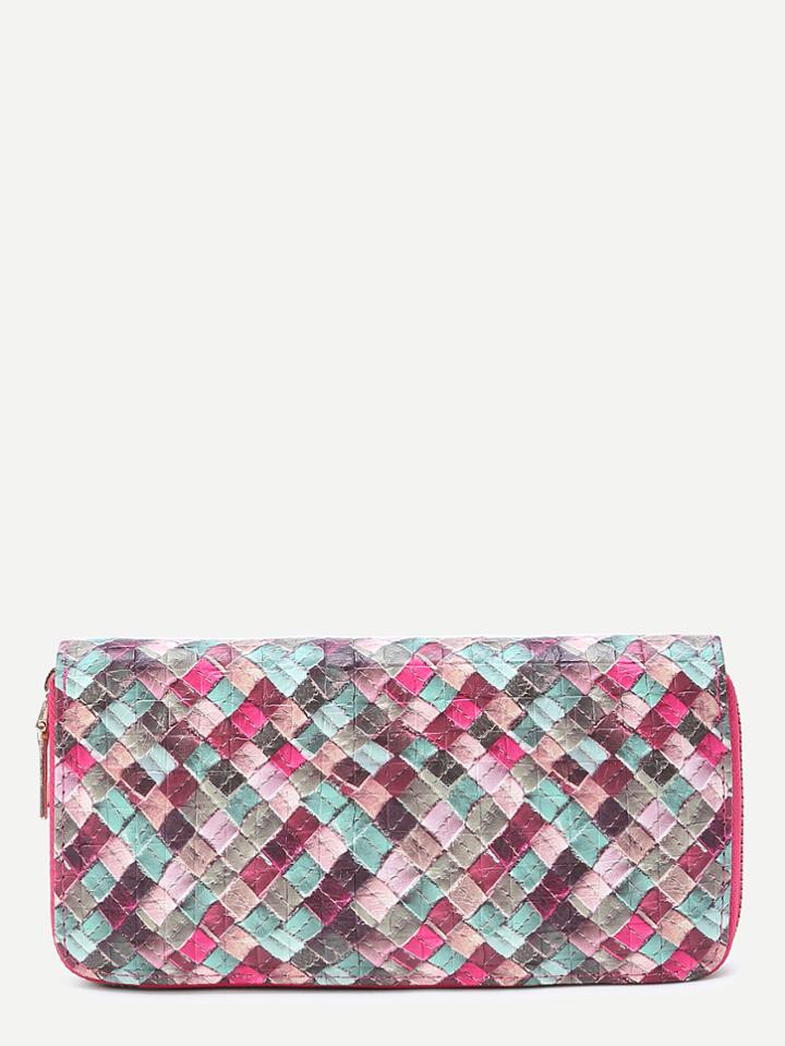 Shein Zipper Detail Patchwork Pu Wallet