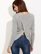 Shein Grey Marled Knit Split Back T-shirt