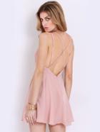 Shein Pink Neutral Spaghetti Strap Romantic Loved Lolita Cross Back Dress