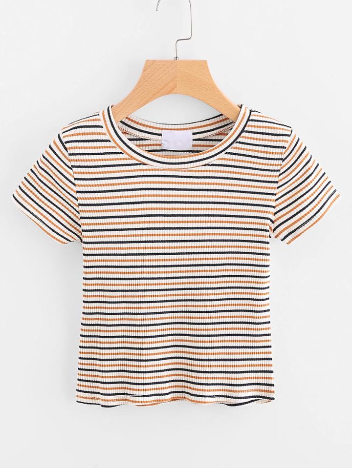 Shein Striped Ribbed Tee