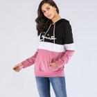 Shein Kangaroo Pocket Color-block Letter Hoodie