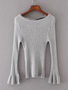 Shein Tie Back Ribbed Knit Sweater