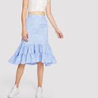 Shein Ruffle Hem Striped Skirt