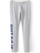 Shein Grey Letter Print Skinny Leggings