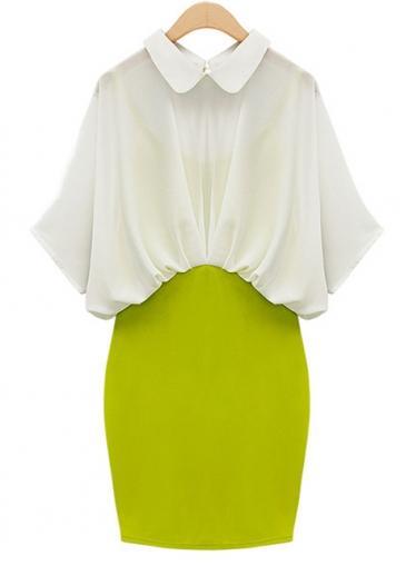 Rosewe Catching Fake Two Pieces Color Block Mini Dress