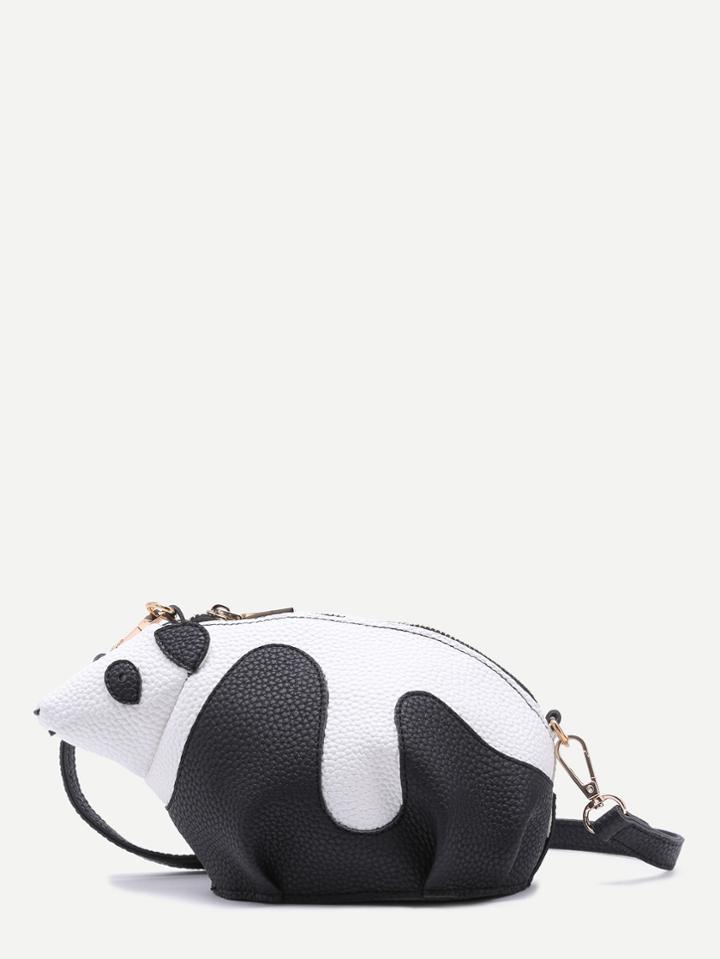Shein Cute Panda Shaped Zip Closure Crossbody Pu Bag