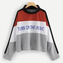 Shein Plus Cut-and-sew Letter Pullover