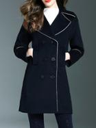 Shein Mavy Lapel Pockets Shift Coat