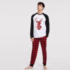 Shein Men Raglan Sleeve Plaid Pajama Set