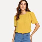 Shein Puff Sleeve Solid Blouse