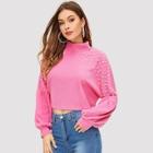 Shein Pearls Beaded Mock-neck Pullover
