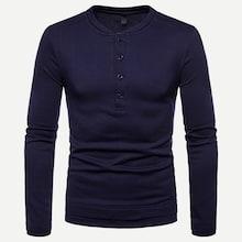 Shein Men Half Placket Solid Tee