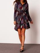 Shein Colour Long Sleeve Tie-waist Dress