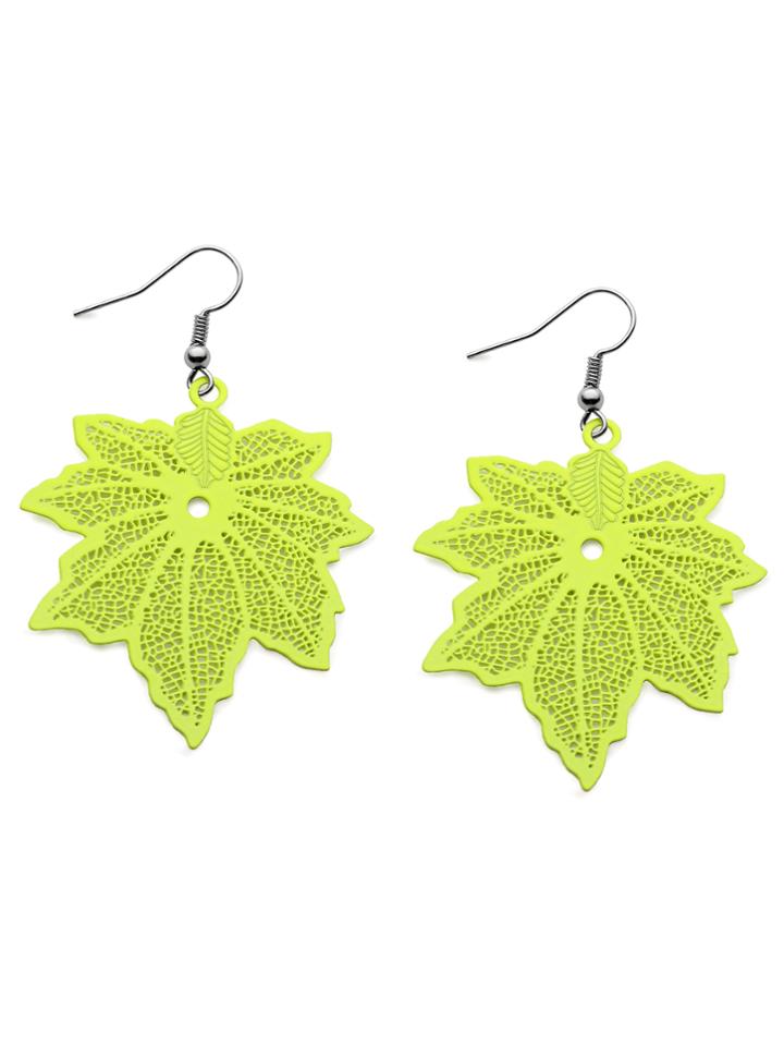 Shein Fluorescent Color Maple Leaf Earrings