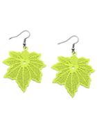 Shein Fluorescent Color Maple Leaf Earrings