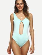 Shein Blue Twist Cutout Front Scoop Back Swimsuit