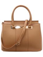 Shein Twist Metal Plate Embellished Structured Tote Bag - Apricot