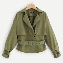 Shein Self Belted Button Up Jacket