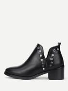 Shein Grommet Detail V Cut Pu Ankle Boots