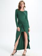 Shein Dark Green Twist Front High Low Dress