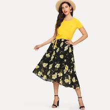 Shein Knot Top & Flower Print Skirt