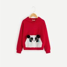 Shein Girls Faux Fur Panda Pocket Hoodie