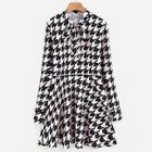 Shein Tie Neck Houndstooth Print Dress