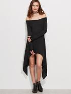 Shein Black Off The Shoulder Asymmetric Dress With Thumb Holes