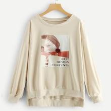 Shein Plus Figure Print High Low Sweatshirt