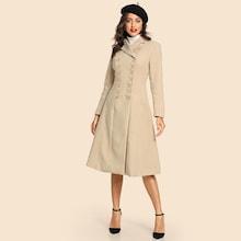 Shein Double Button Notched Longline Coat