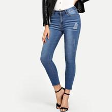 Shein Raw Hem Faded Ripped Jeggings
