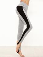 Shein Colorblock Wide Waistband Foot Strap Leggings