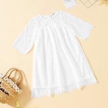 Shein Girls Floral Lace Insert Swing Dress