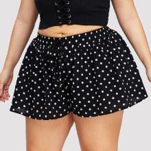 Shein Plus Drawstring Waist Polka Dot Shorts