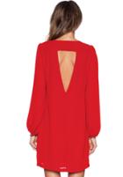 Shein Red Long Sleeve Backless Dress