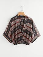 Shein Plunging V-neckline Geo Print Surplice Top