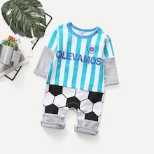 Shein Toddler Boys Letter Print Striped Jumpsuit